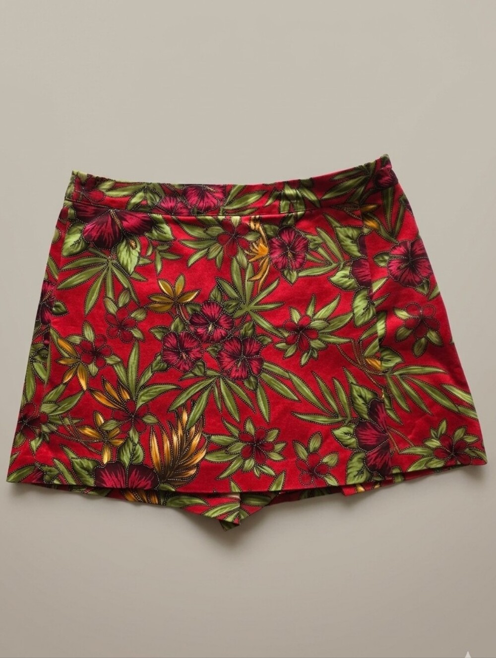 Boston Proper Floral Skort 12 Red Tropical Resortwear Beachy Cruisewear Vacation